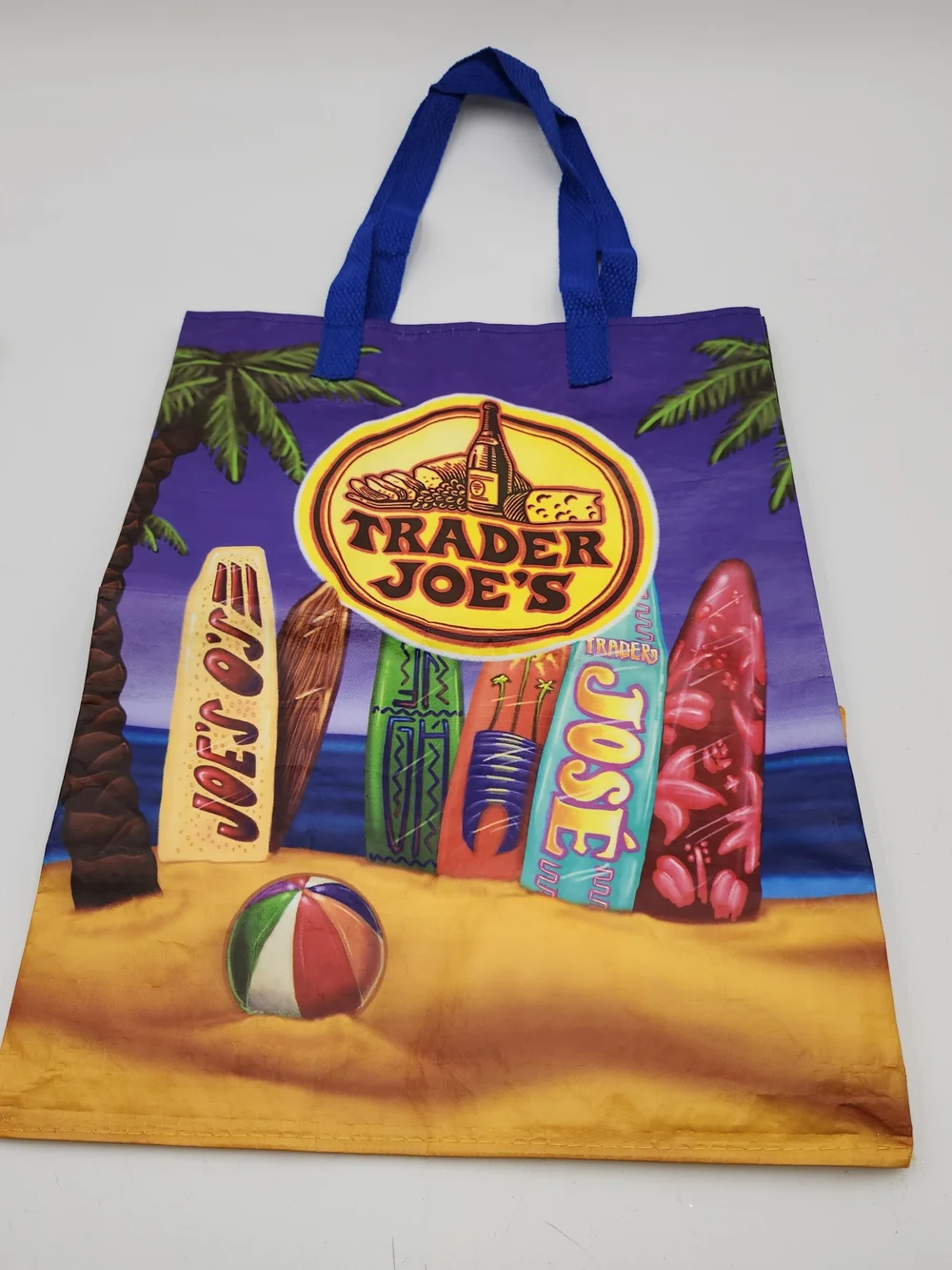 Trader Joe's Vintage Reusavle Grocery Tote Bag - Vibrant Purple Surfboards